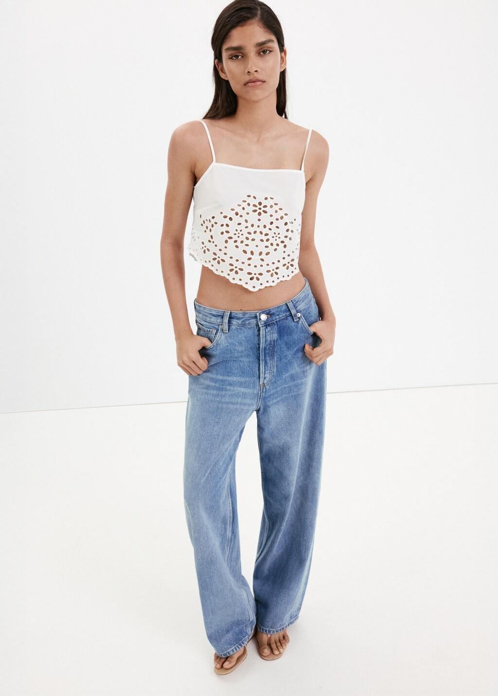 White Embroidered Open-Work Top, Natural White, large image number 4