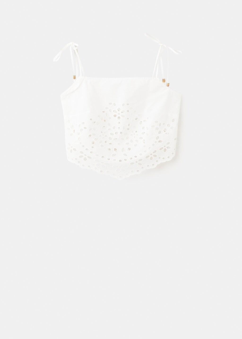 White Embroidered Open-Work Top, Natural White, large image number 7