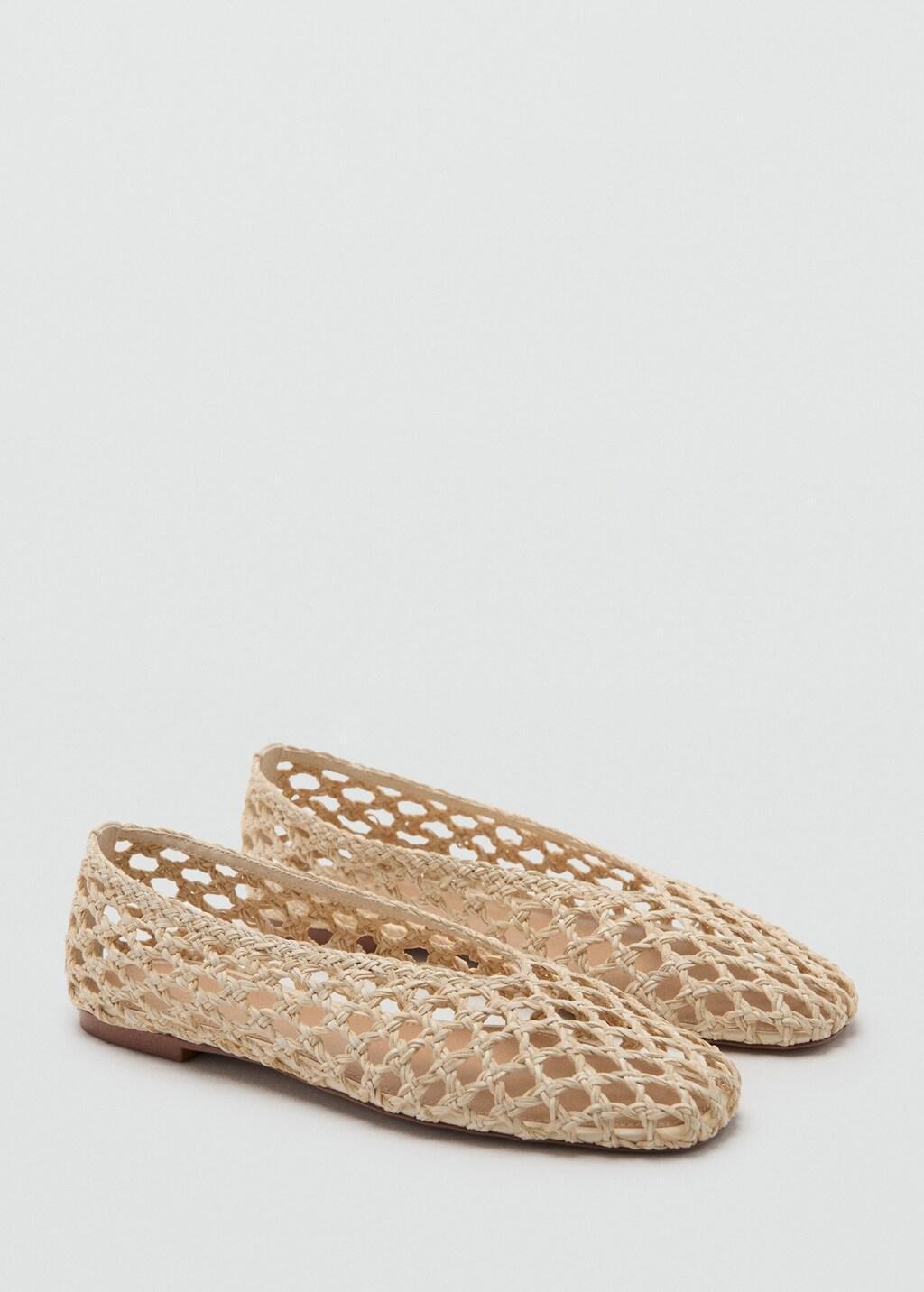 Beige Braided Ballerina Flat, Light Beige, medium