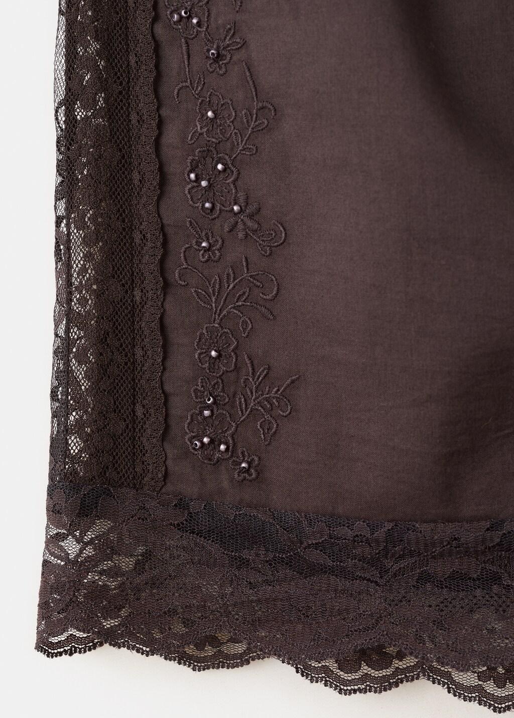 Brown Straight Shorts With Lace Detail, Brown, large image number 4