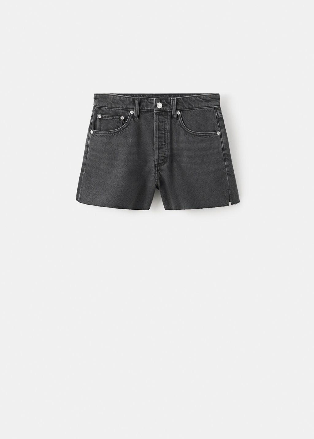 Grey Denim Shorts With Frayed Hem, Open Grey, large image number 7