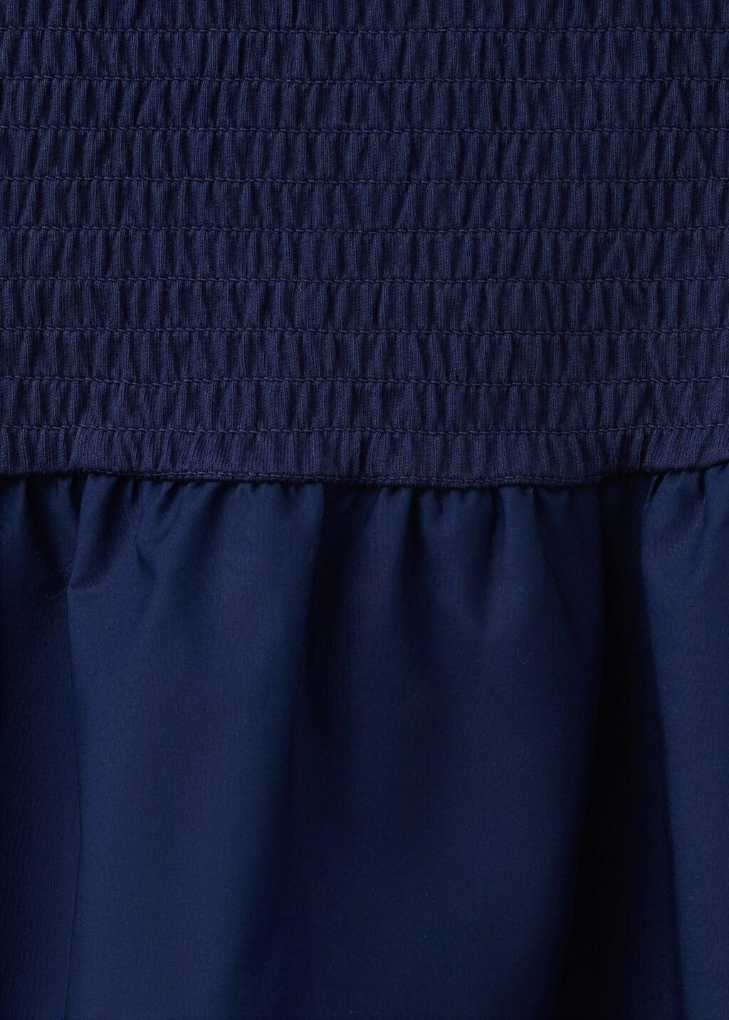 Blue Smocked Cotton Dress, Dark Blue, large image number 1