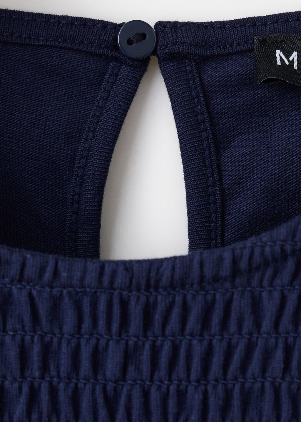 Blue Smocked Cotton Dress, Dark Blue, large image number 5