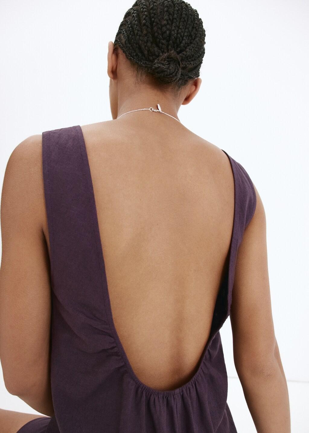 Purple Linen Jumpsuit With Open Back, Medium Purple, large image number 4