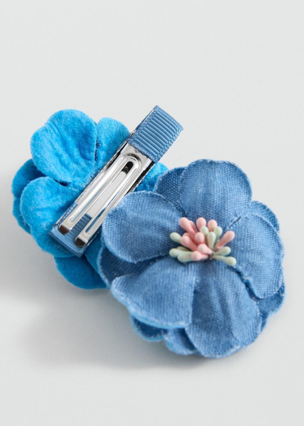 Blue Flower Hair Clips, Set Of 2, Kids Girls, Medium Blue, large image number 0
