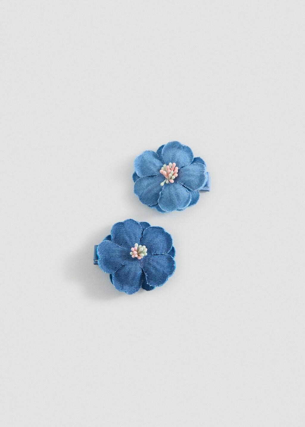Blue Flower Hair Clips, Set Of 2, Kids Girls, Medium Blue, large image number 2