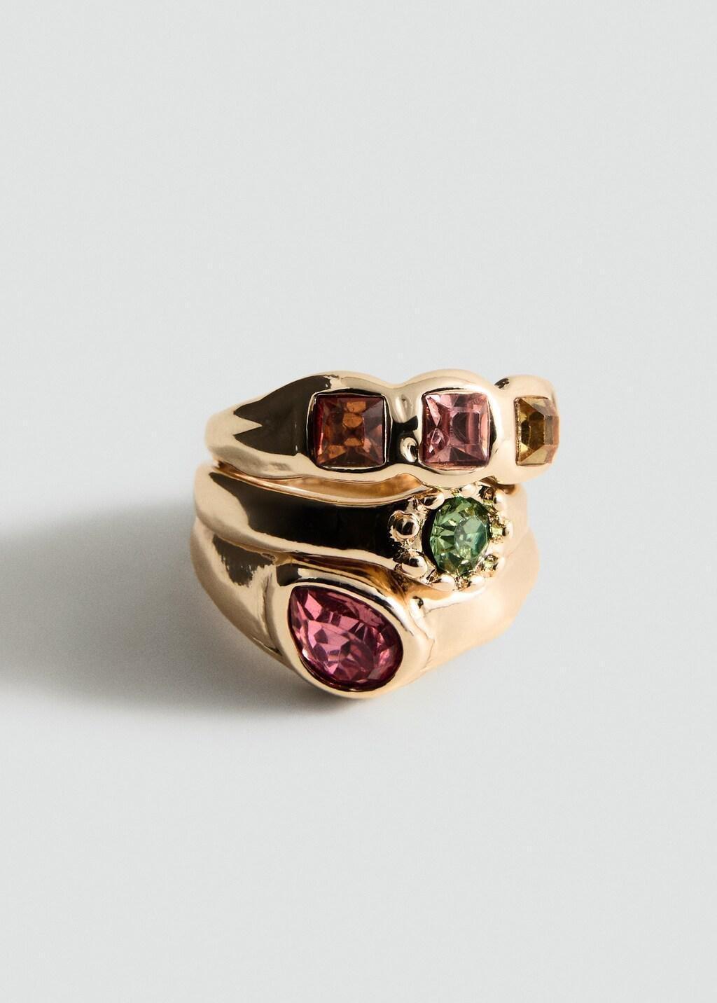 Gold Combined Rings, Set Of 3, Gold, large image number 0