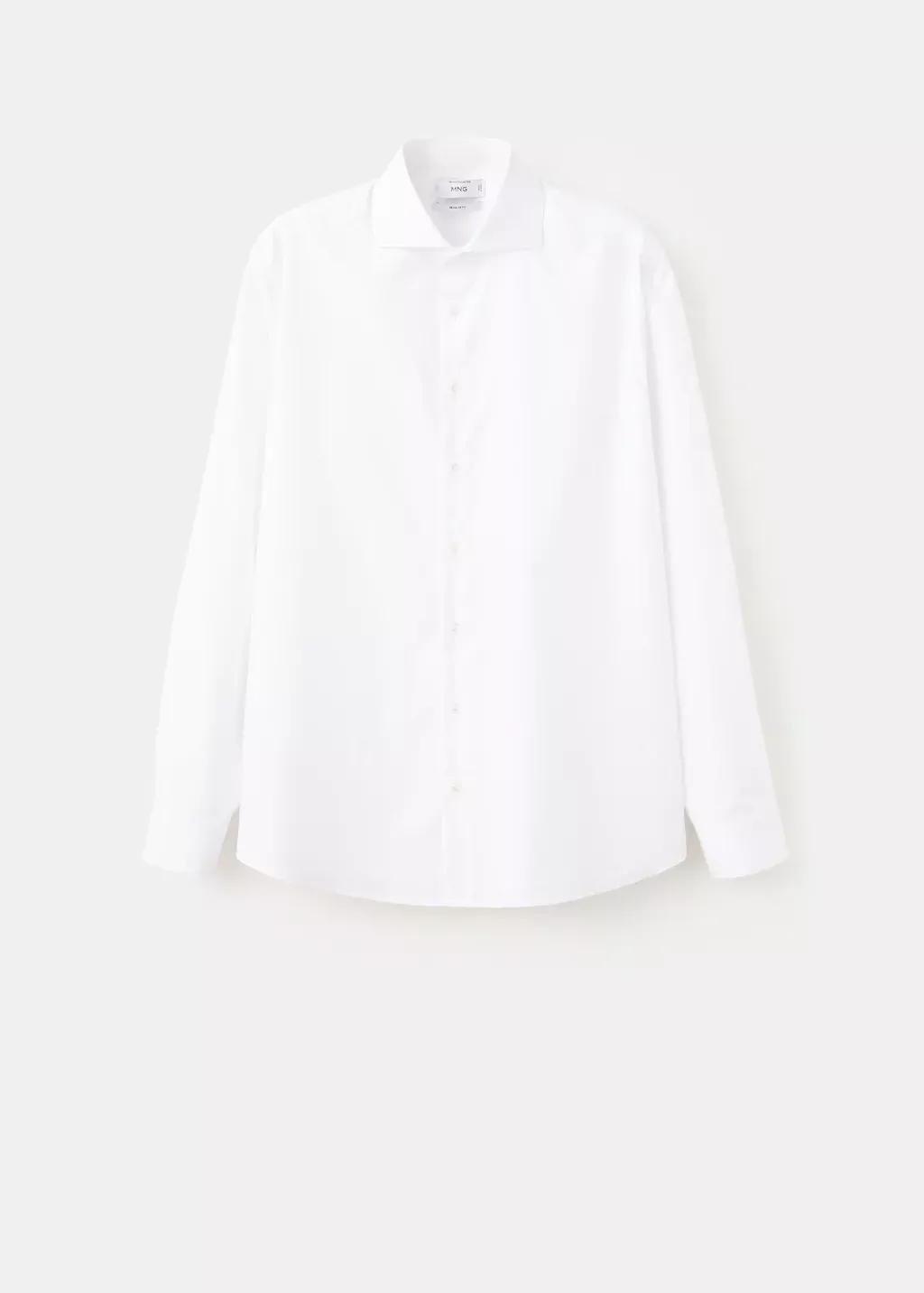 White 100% Cotton Regular Fit Suit Shirt, White, large image number 3