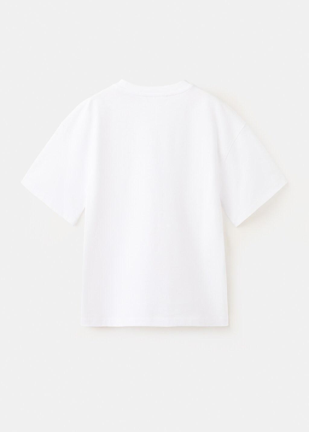 White Oversized Printed Cotton T-Shirt, Kids Boys, White, large image number 2