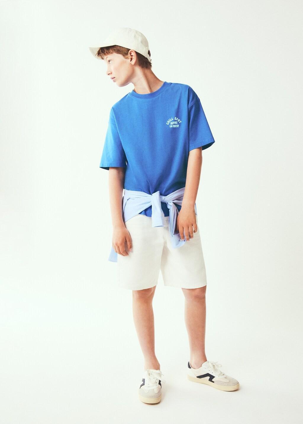 Blue Oversized Printed Cotton T-Shirt, Kids Boys, Medium Blue, large image number 0
