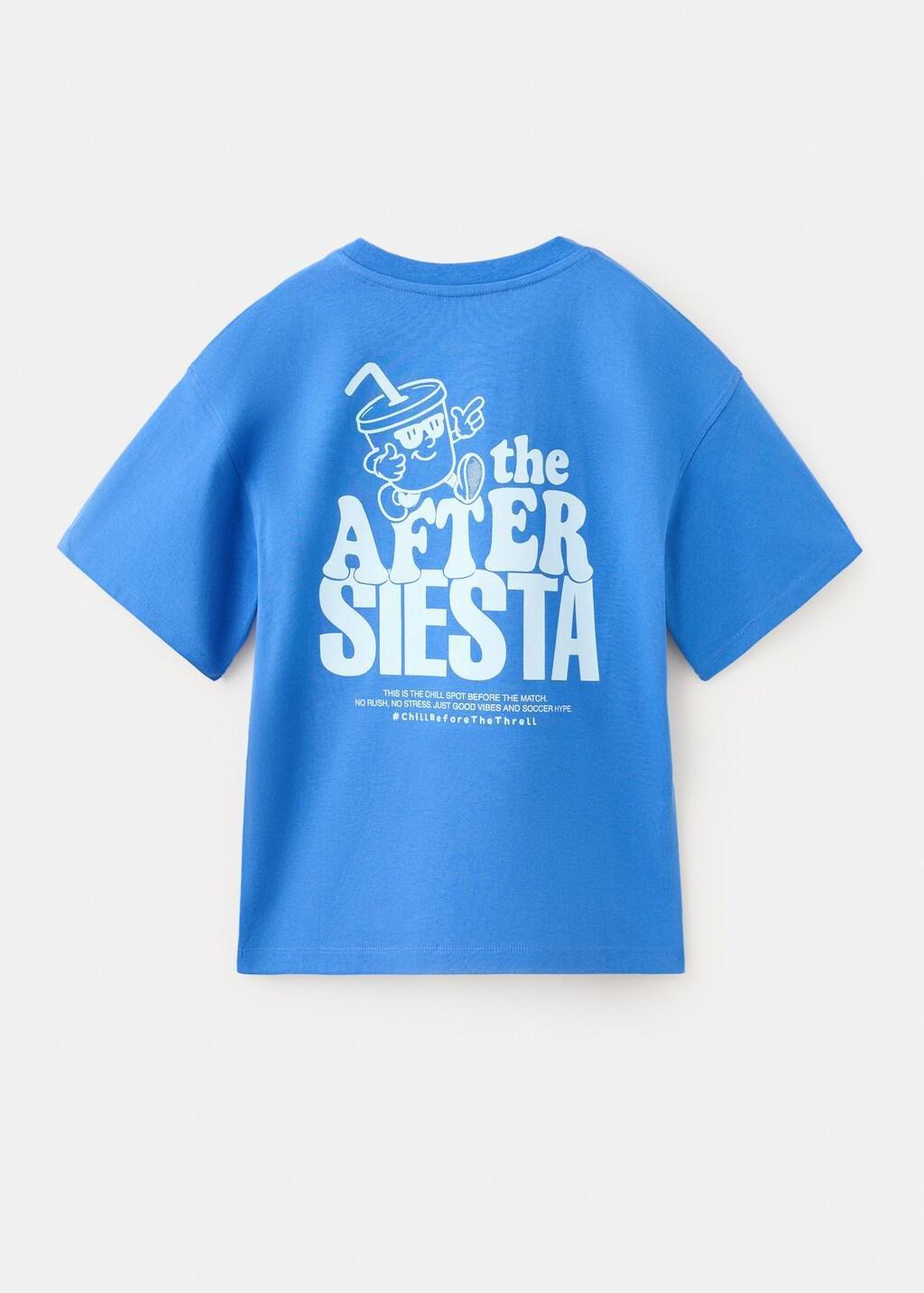 Blue Oversized Printed Cotton T-Shirt, Kids Boys, Medium Blue, large image number 1