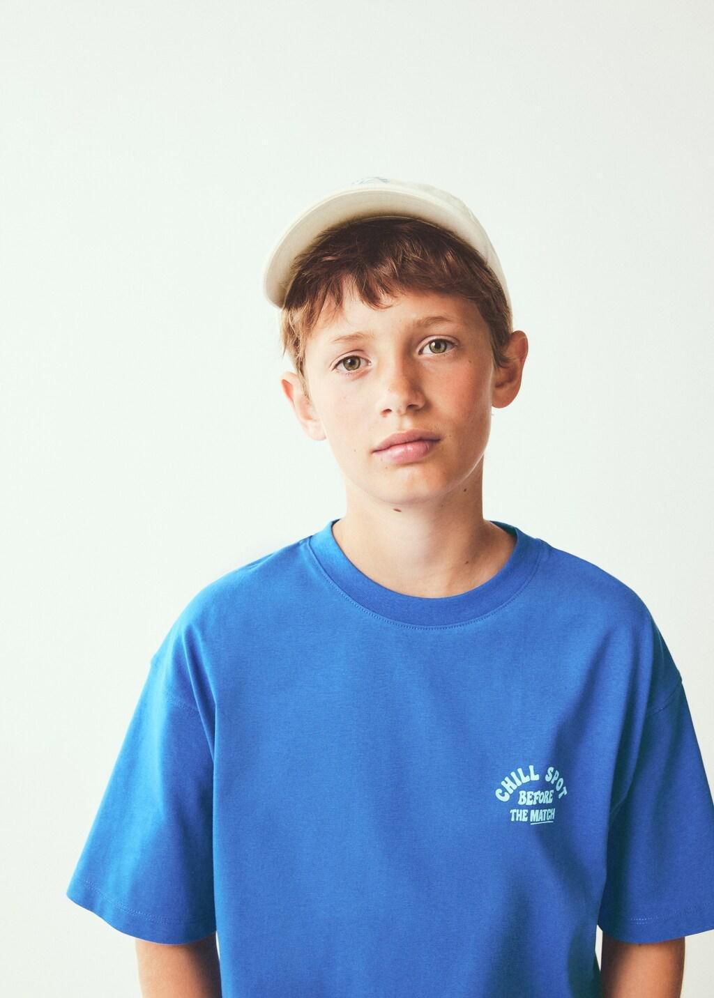 Blue Oversized Printed Cotton T-Shirt, Kids Boys, Medium Blue, large image number 3
