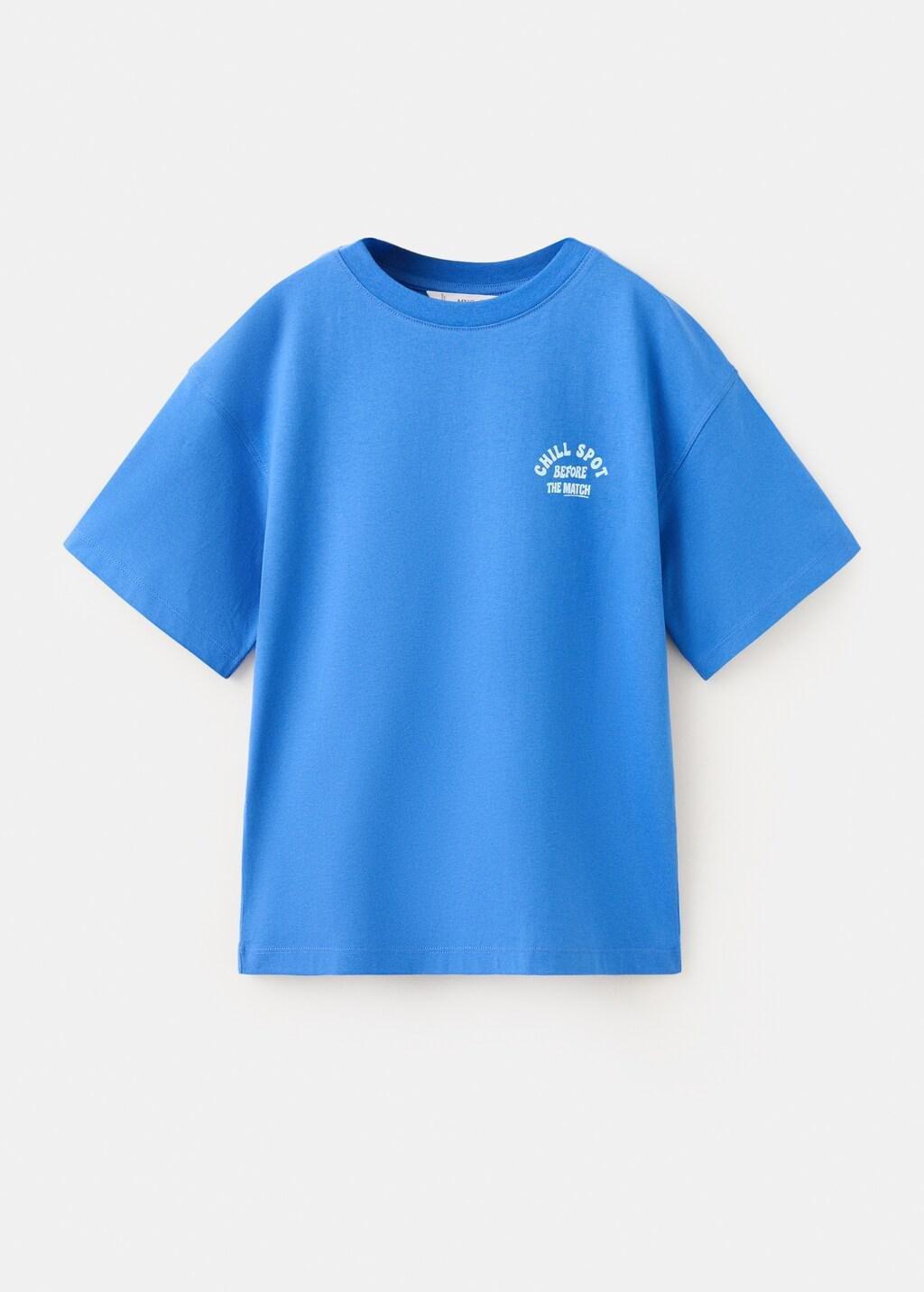 Blue Oversized Printed Cotton T-Shirt, Kids Boys, Medium Blue, large image number 6