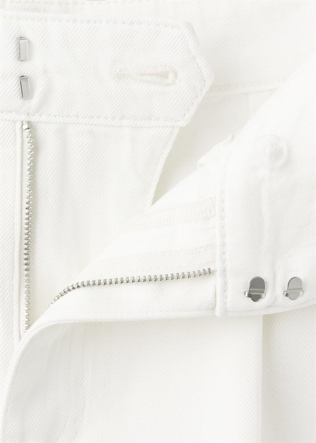 White Mid-Rise Denim Bermuda Shorts With Pleats, Natural White, medium