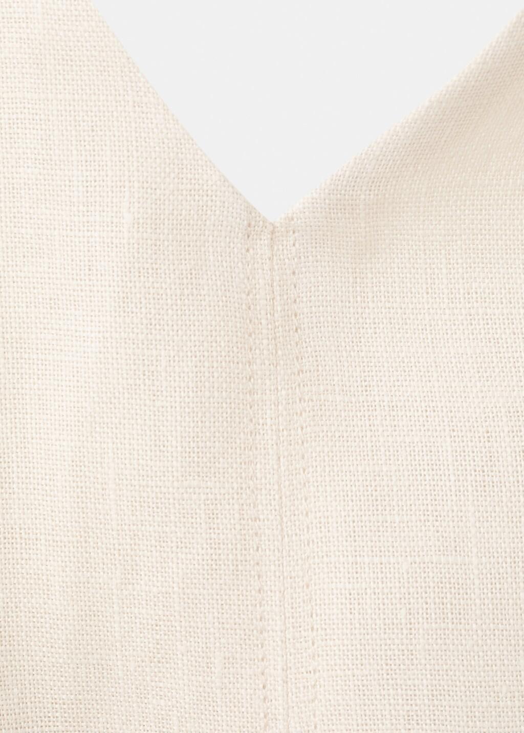 Beige Linen Midi-Dress With Belt, Light Beige, large image number 1