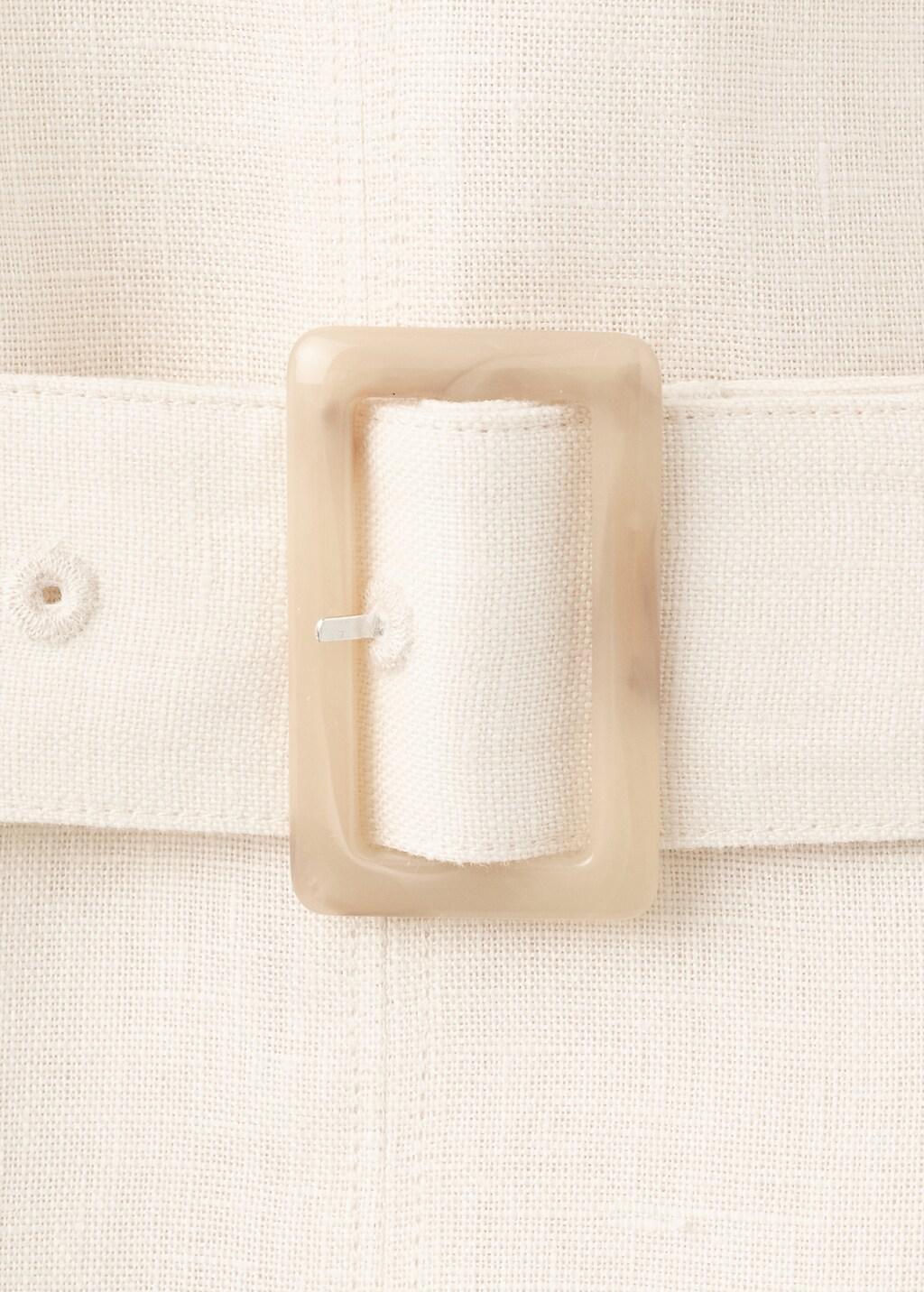 Beige Linen Midi-Dress With Belt, Light Beige, large image number 5