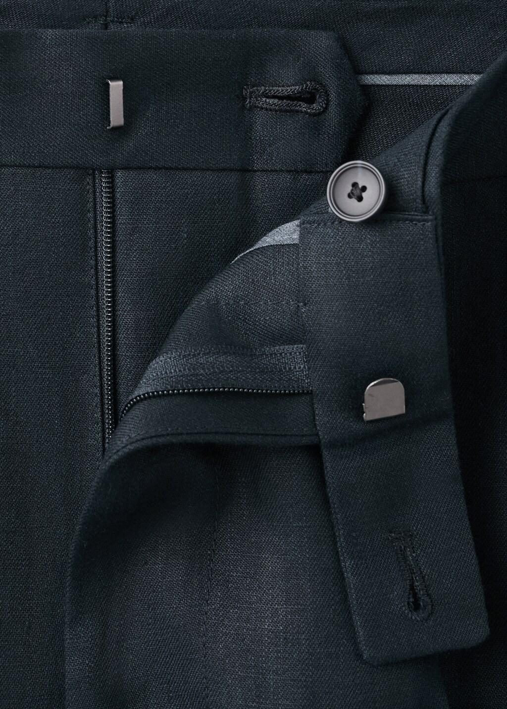 Navy 100% Linen Trousers With Adjustable Straps, Navy, large image number 1