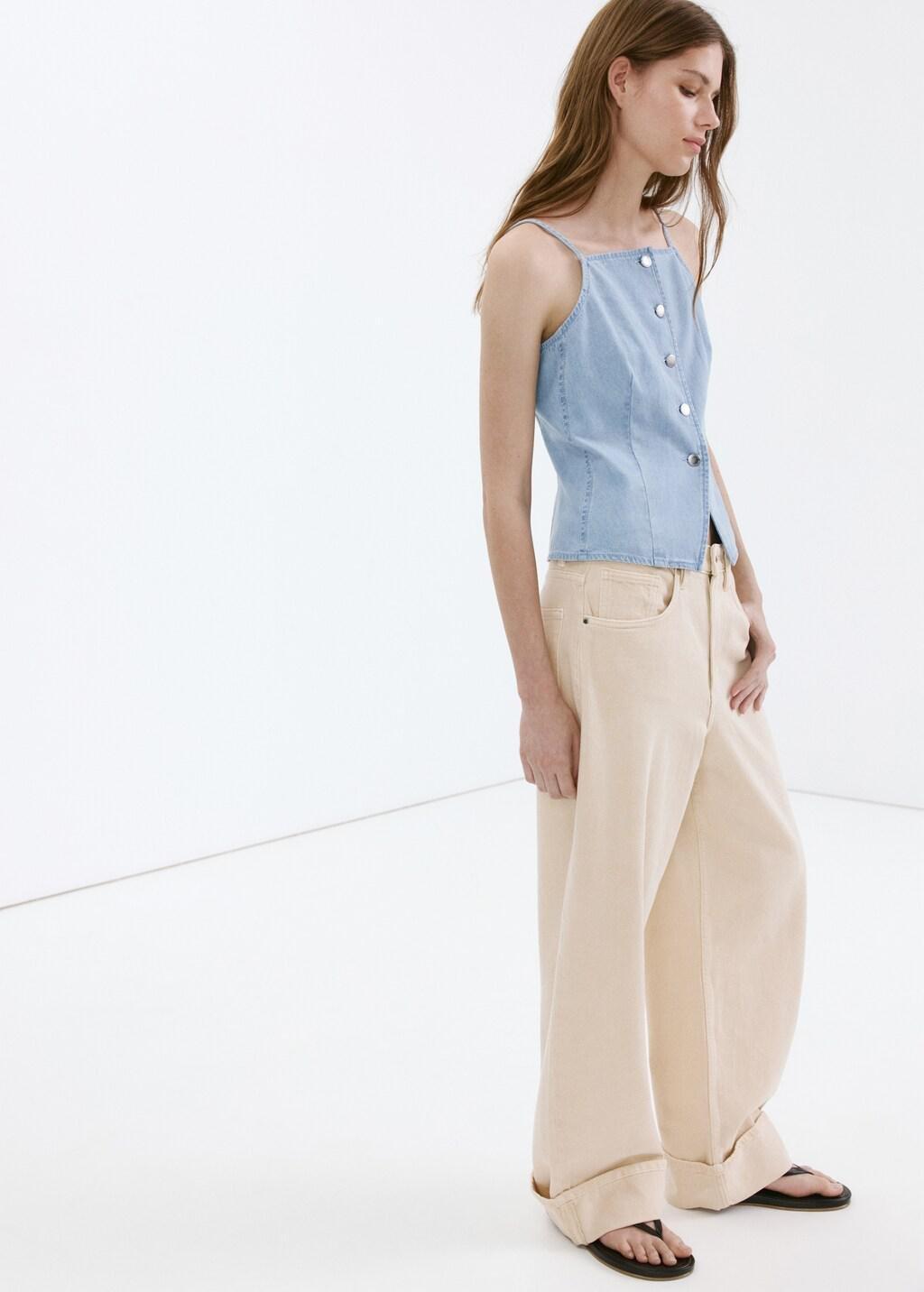 OPEN BLUE Denim buttoned gilet, Open Blue, large image number 0
