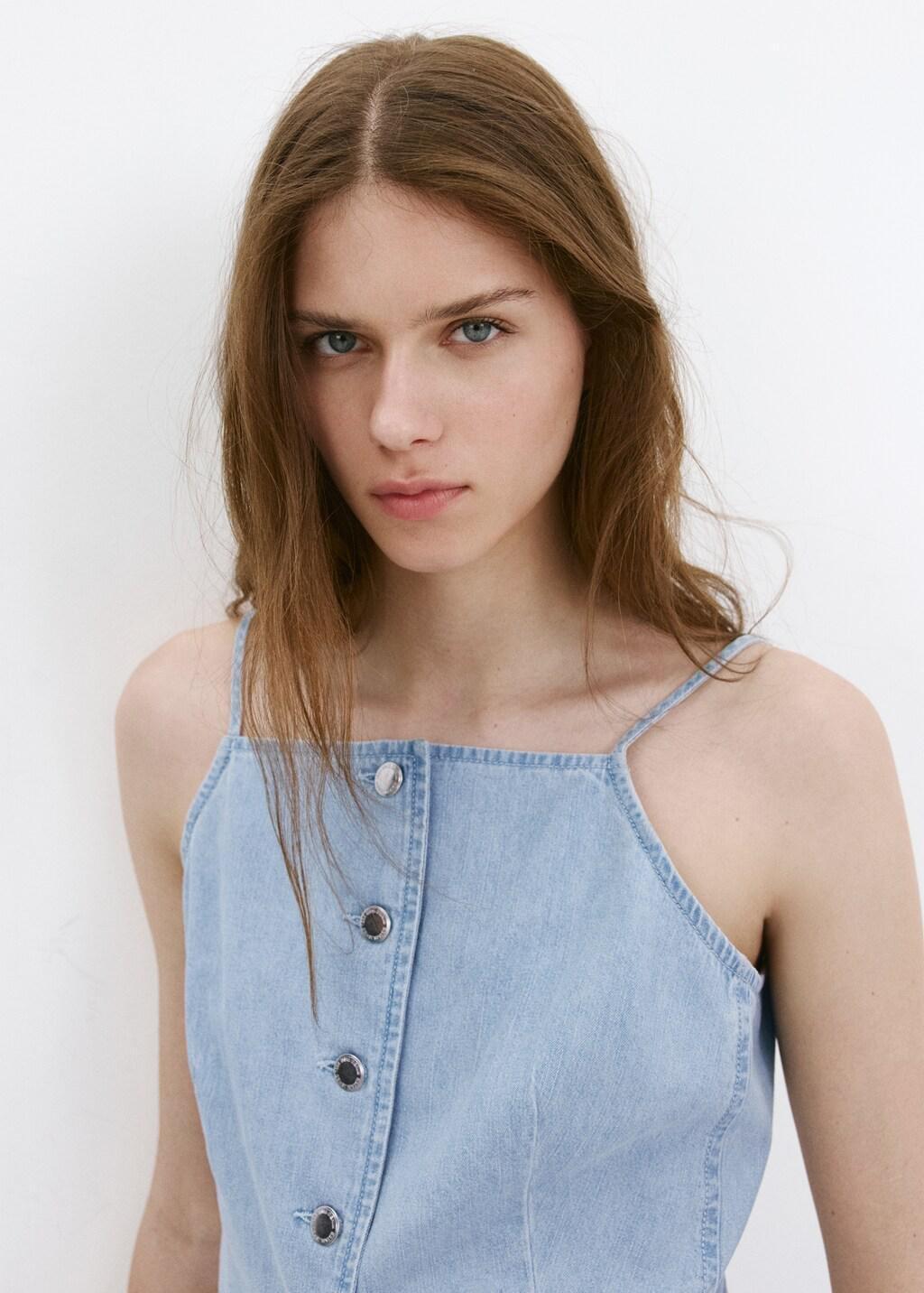 OPEN BLUE Denim buttoned gilet, Open Blue, large image number 4