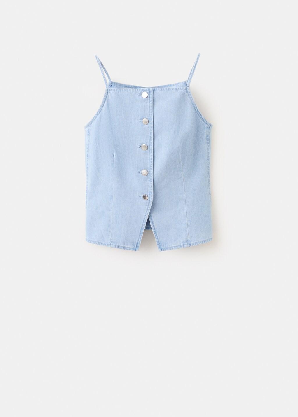 OPEN BLUE Denim buttoned gilet, Open Blue, large image number 7