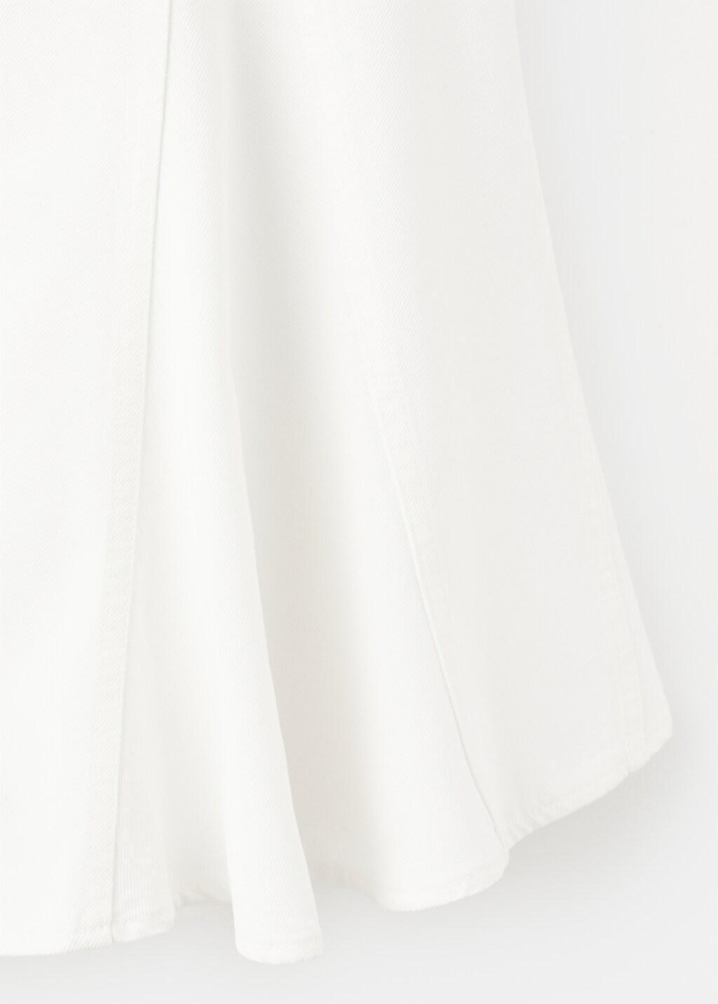White Midi Cotton Skirt With Godets, White, large image number 1