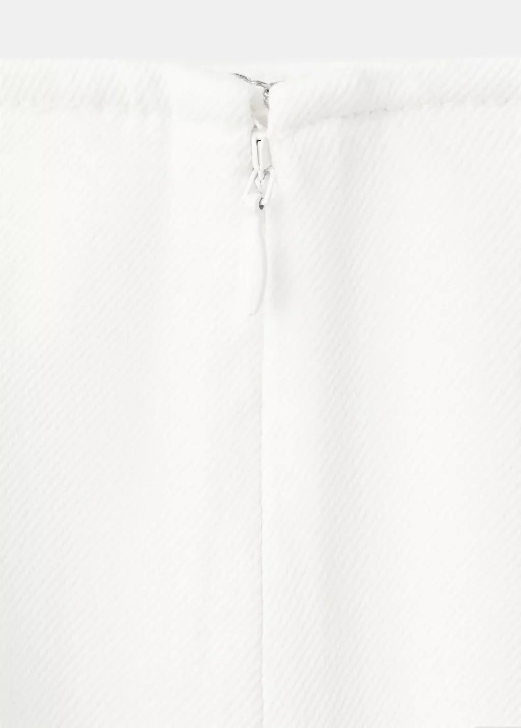 White Midi Cotton Skirt With Godets, White, large image number 4