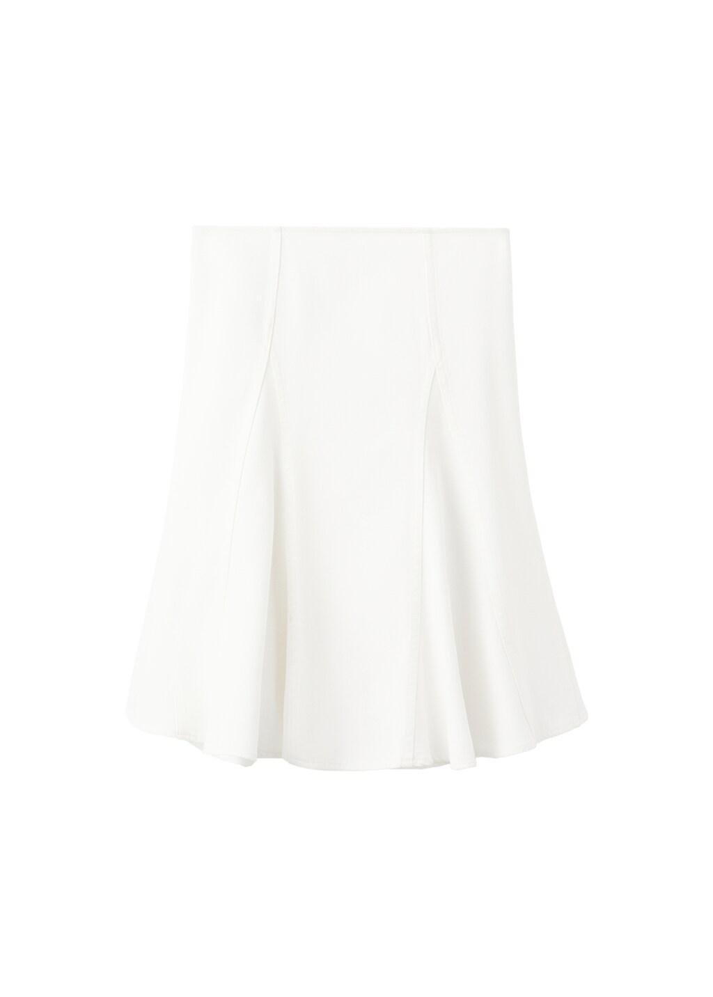 White Midi Cotton Skirt With Godets, White, large image number 5