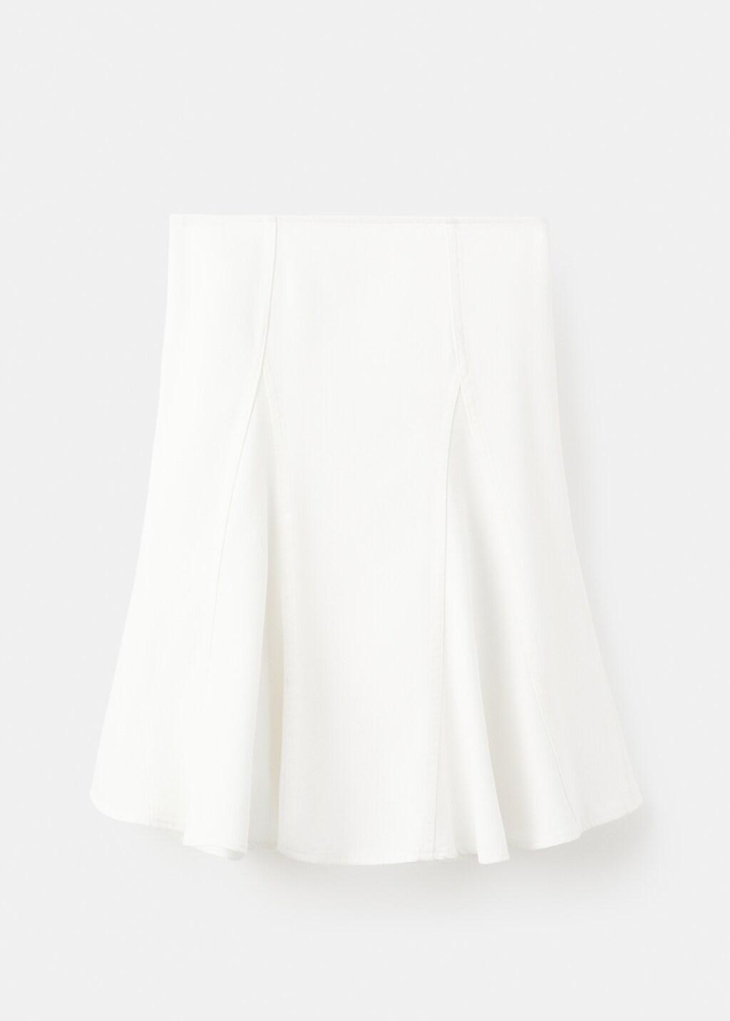 White Midi Cotton Skirt With Godets, White, large image number 6