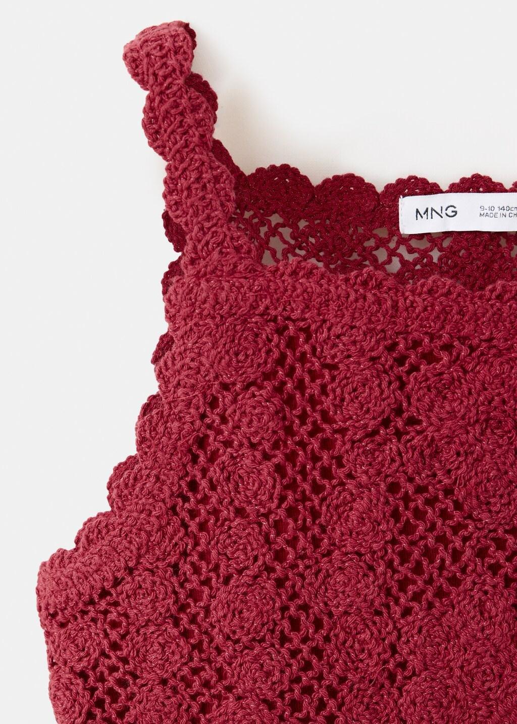 Red Crochet Top, Kids Girl, Dark Red, large image number 0