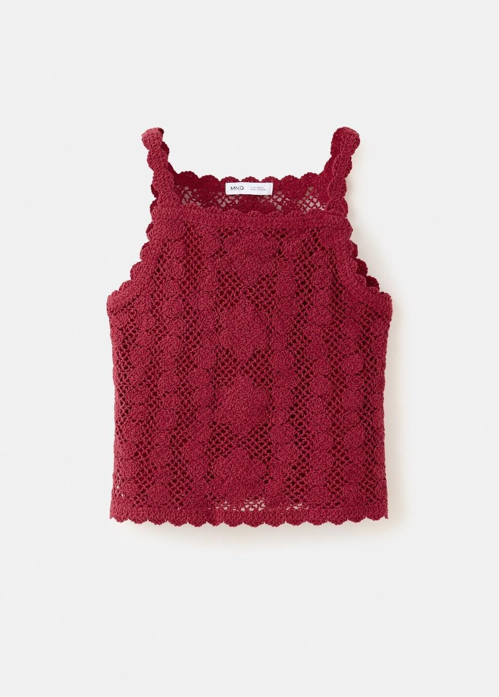 Red Crochet Top, Kids Girl, Dark Red, large image number 3