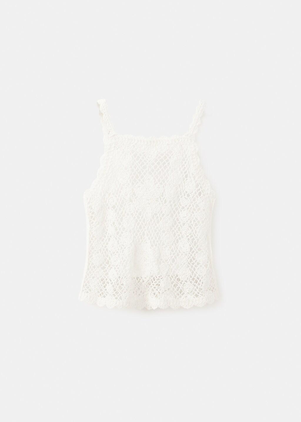 Beige Crochet Top, Baby Girl, Light Beige, large image number 2