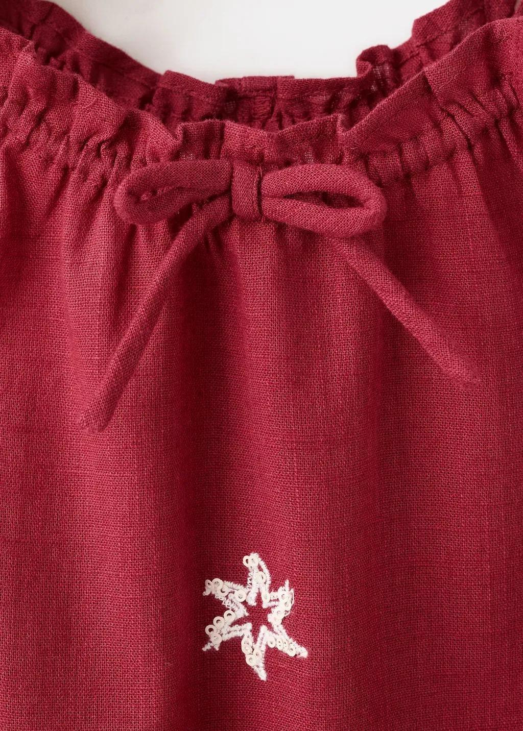 Red Halter Top With Embroidered Details, Kids Girl, Dark Red, medium