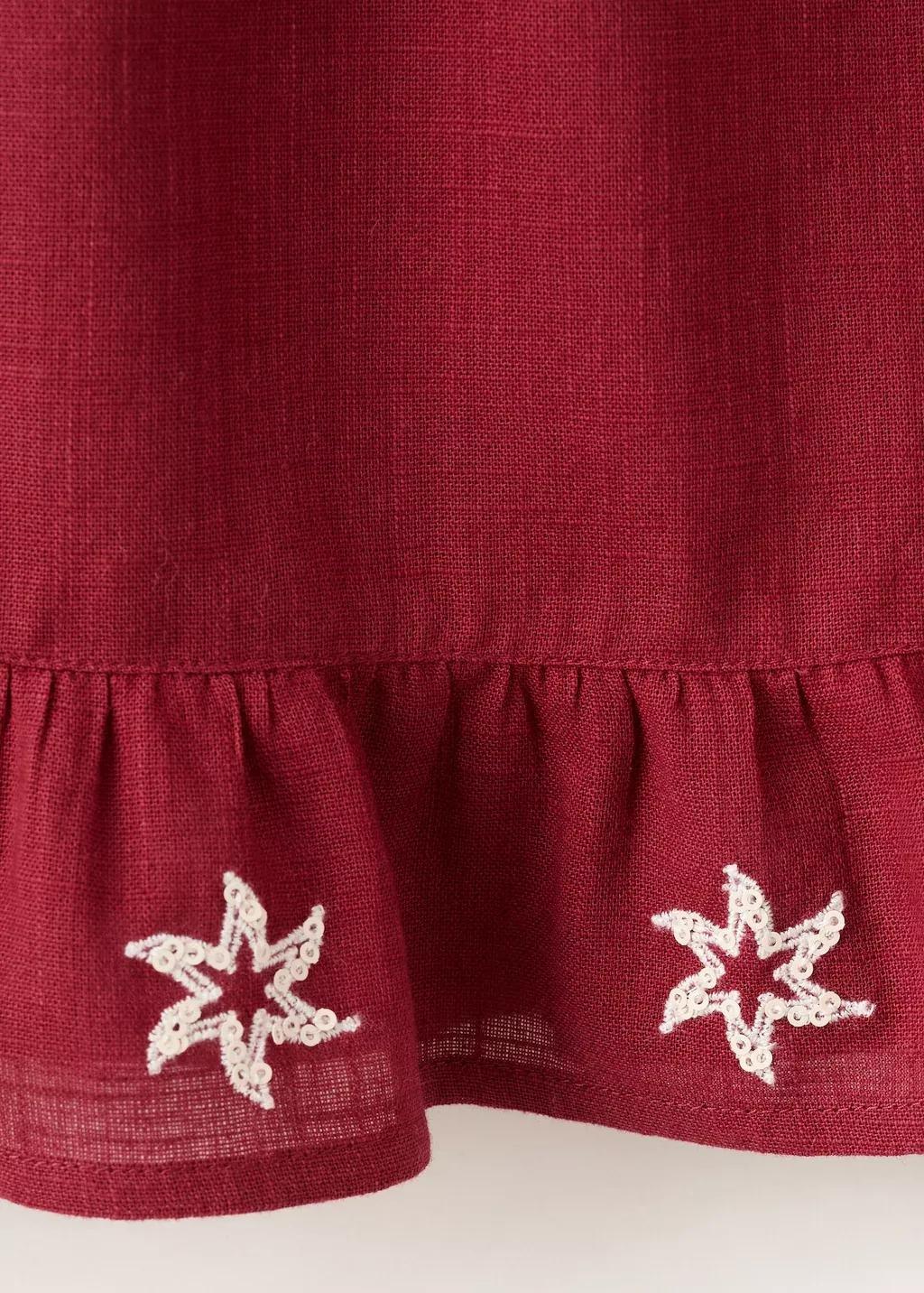 Red Halter Top With Embroidered Details, Kids Girl, Dark Red, large image number 3