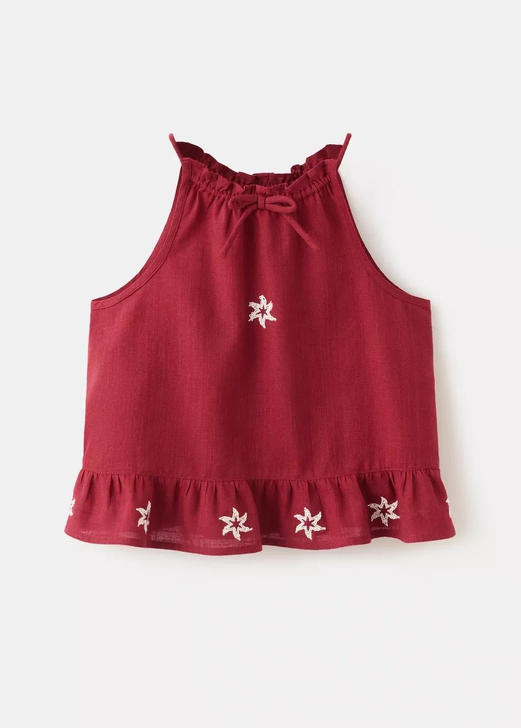 Red Halter top with embroidered details, Kids Girl, Dark Red, large image number 5