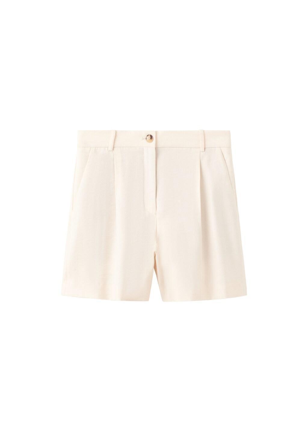 Beige Straight-Fit High-Waist Bermuda Shorts, Light Beige, large image number 6