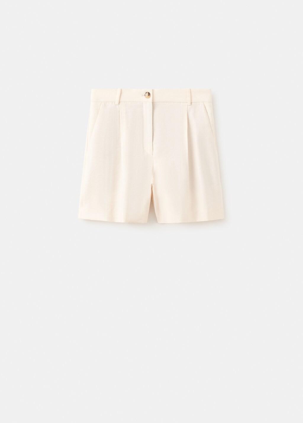 Beige Straight-Fit High-Waist Bermuda Shorts, Light Beige, large image number 7