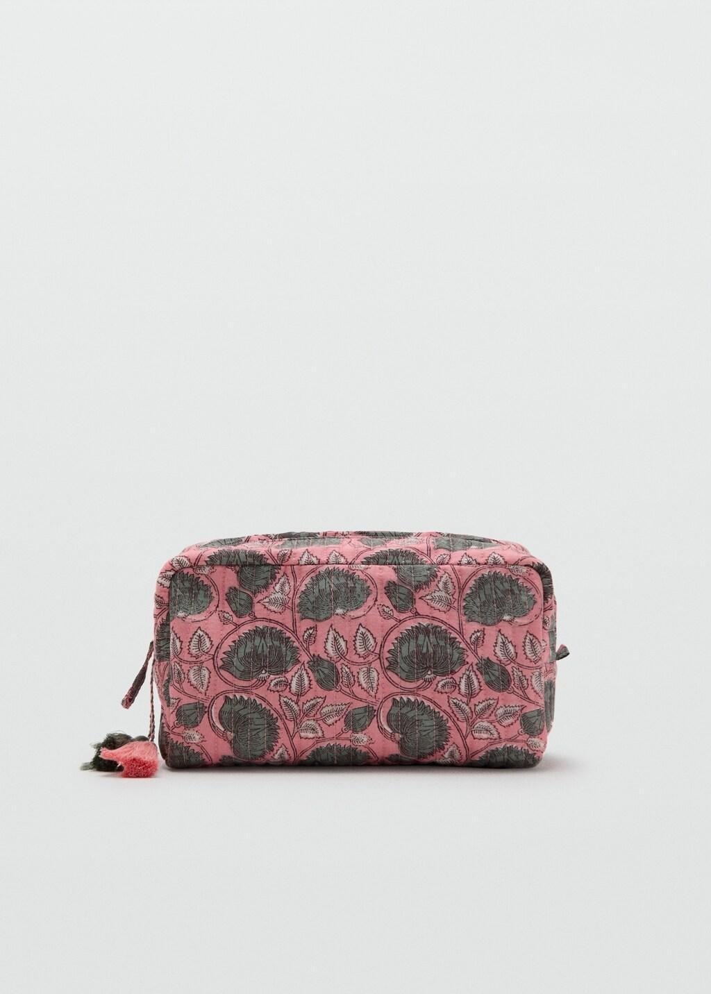 Pink Floral-Print Cosmetic Bag, Pink, large image number 3