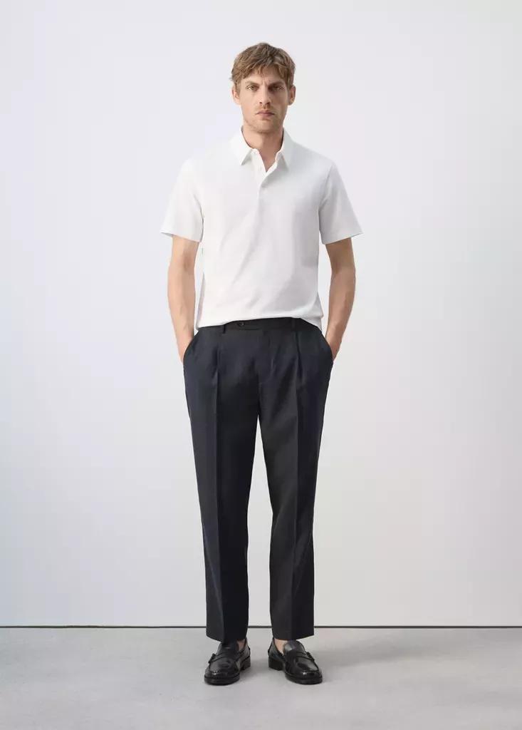 WHITE Slim fit cotton piquأ&copy; blend polo, White, medium