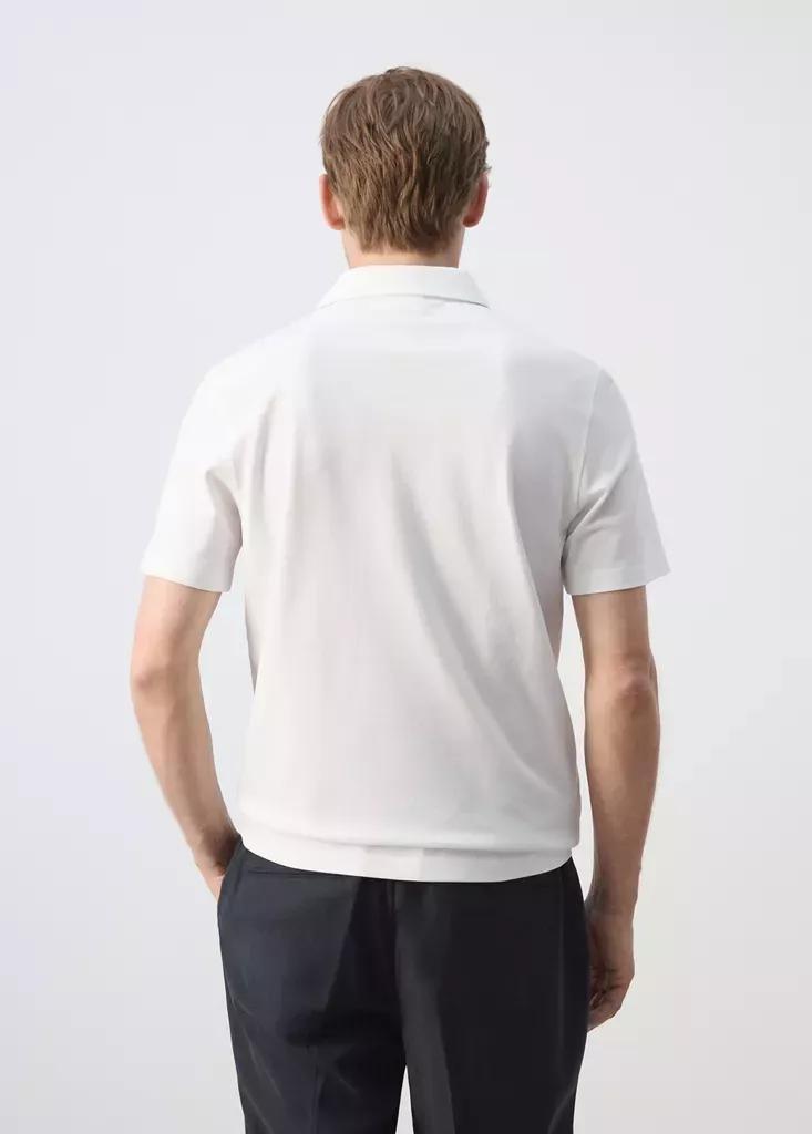 WHITE Slim fit cotton piquأ&copy; blend polo, White, medium