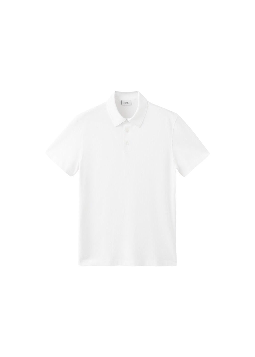 WHITE Slim fit cotton piquأ&copy; blend polo, White, large image number 6