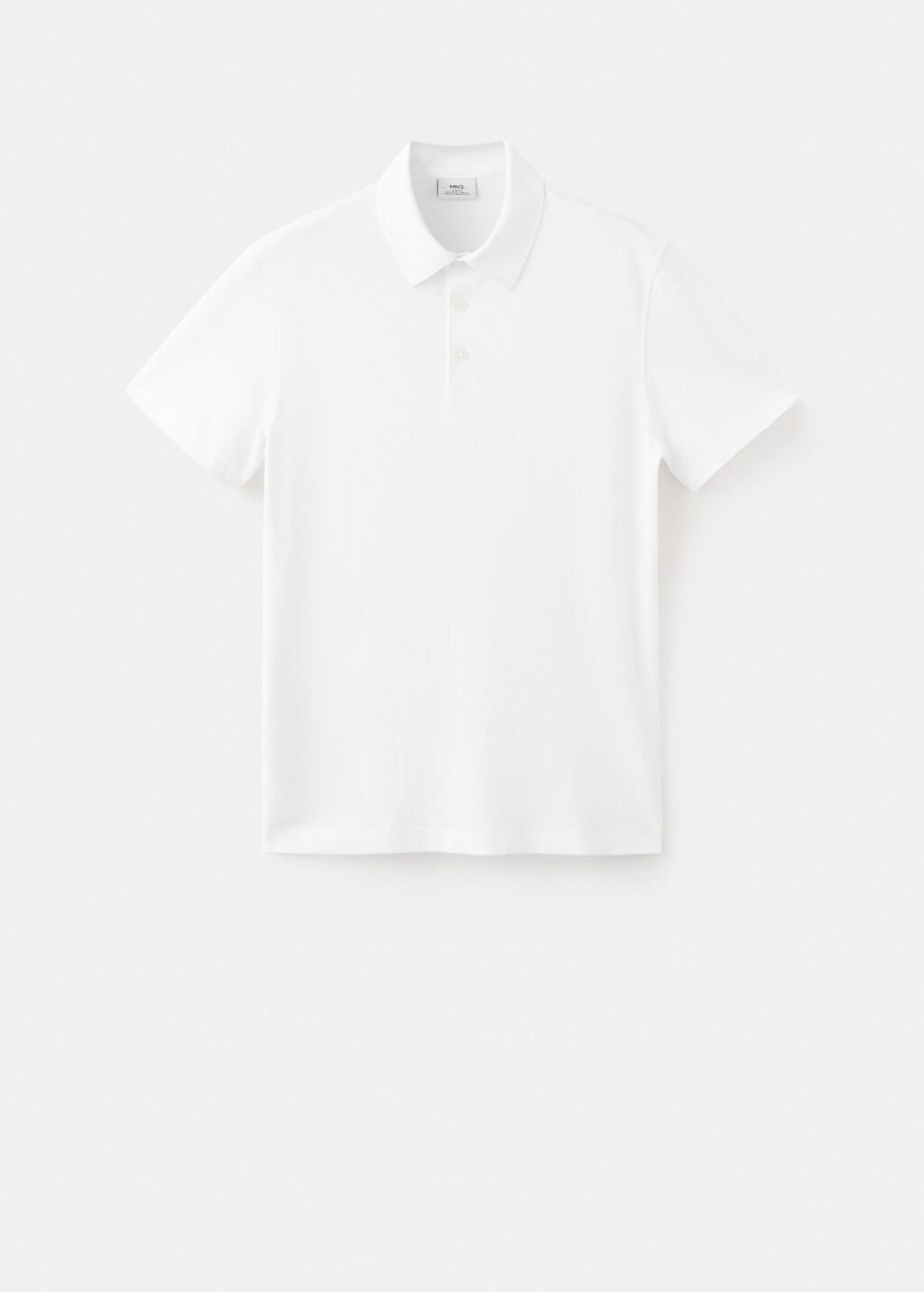 WHITE Slim fit cotton piquأ&copy; blend polo, White, large image number 7