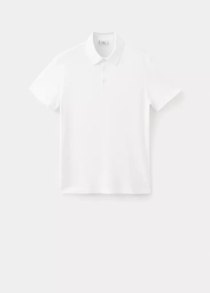 WHITE Slim fit cotton piquأ&copy; blend polo, White, large image number 8