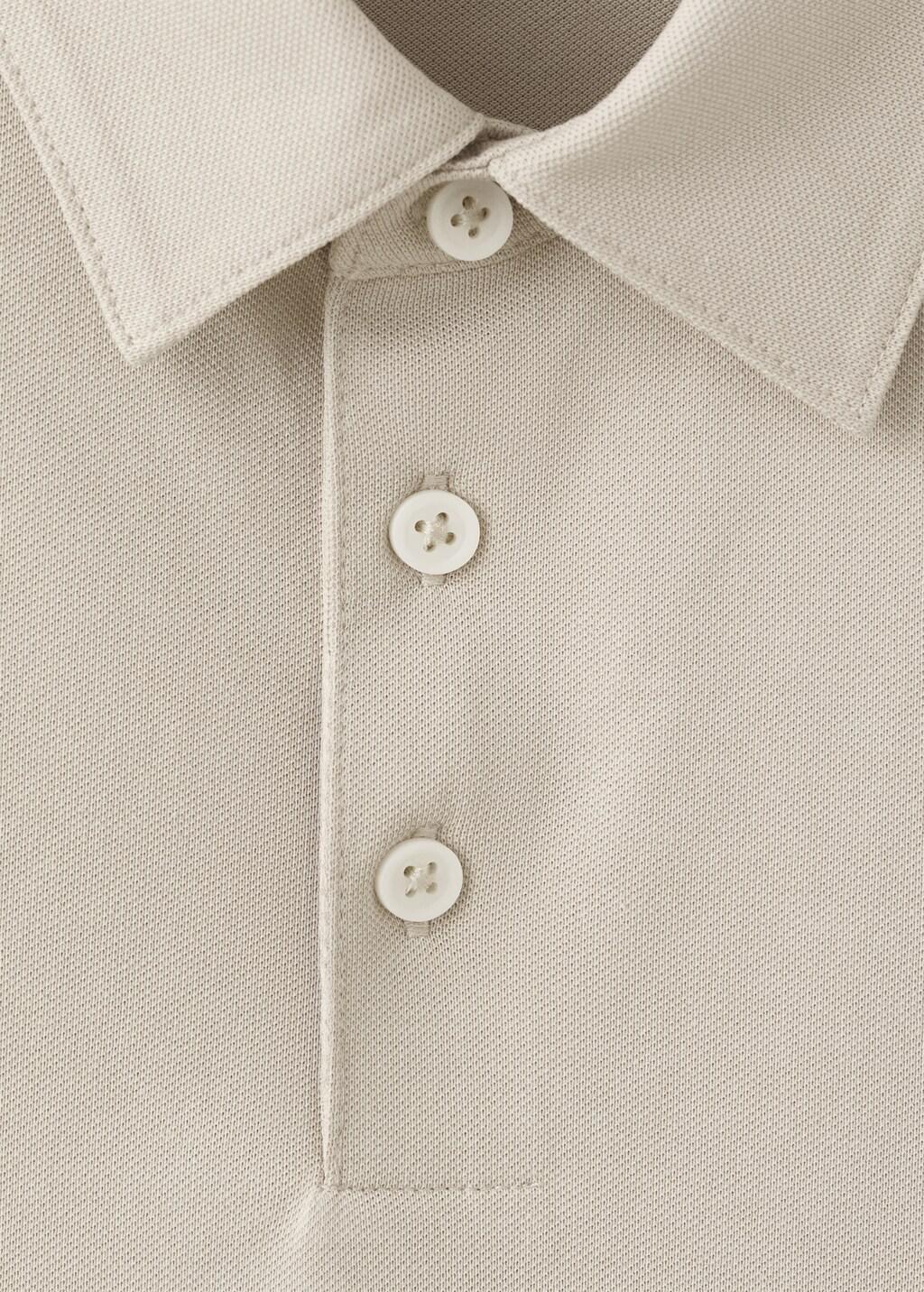 Beige Slim-Fit Cotton-Pique Polo Shirt, Light Beige, large image number 1