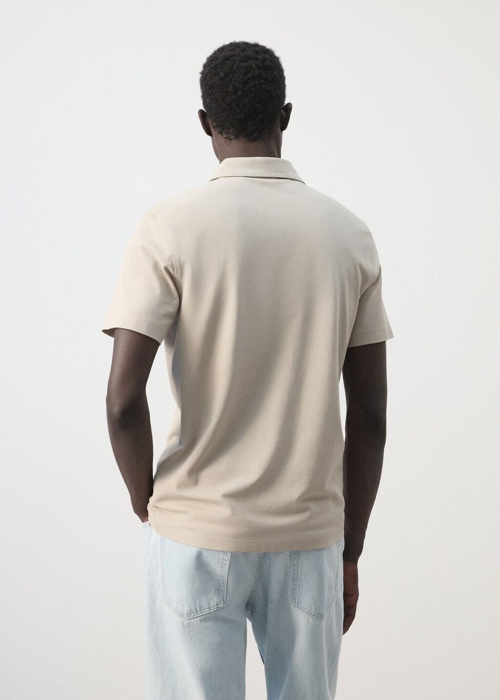 Beige Slim-Fit Cotton-Pique Polo Shirt, Light Beige, large image number 2