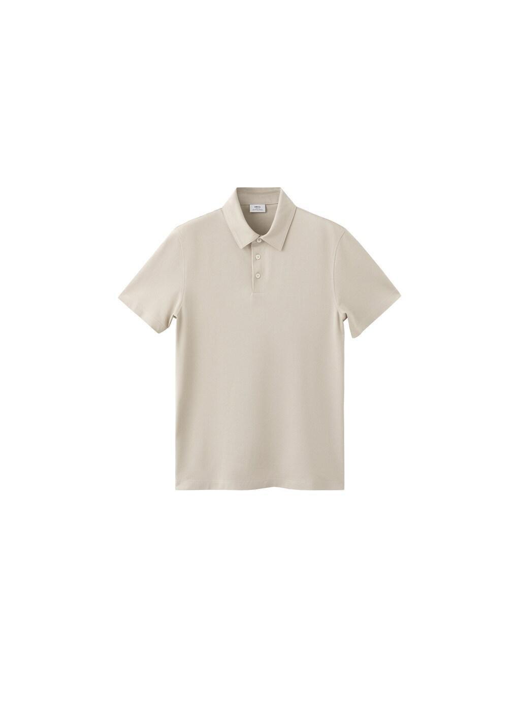 Beige Slim-Fit Cotton-Pique Polo Shirt, Light Beige, large image number 6