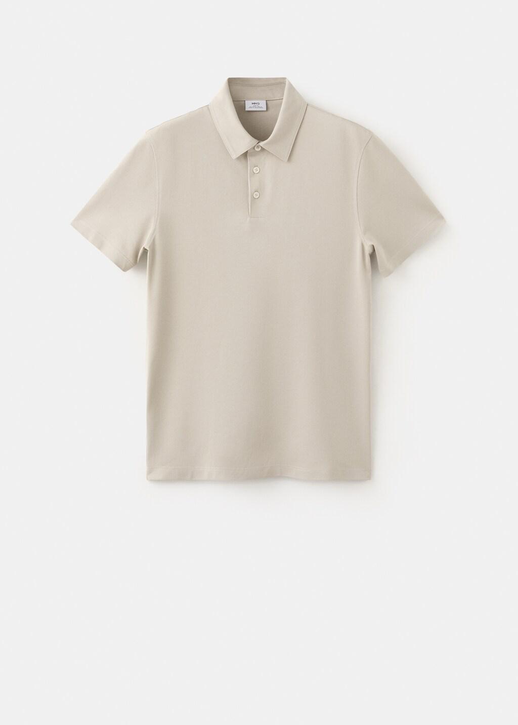 Beige Slim-Fit Cotton-Pique Polo Shirt, Light Beige, large image number 7