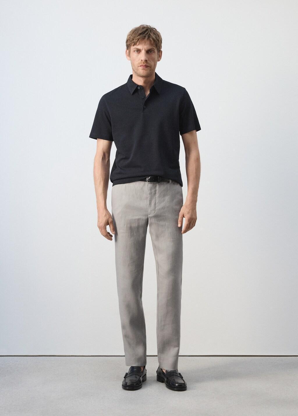 Slim-Fit Cotton-Pique Polo Shirt, Navy, medium