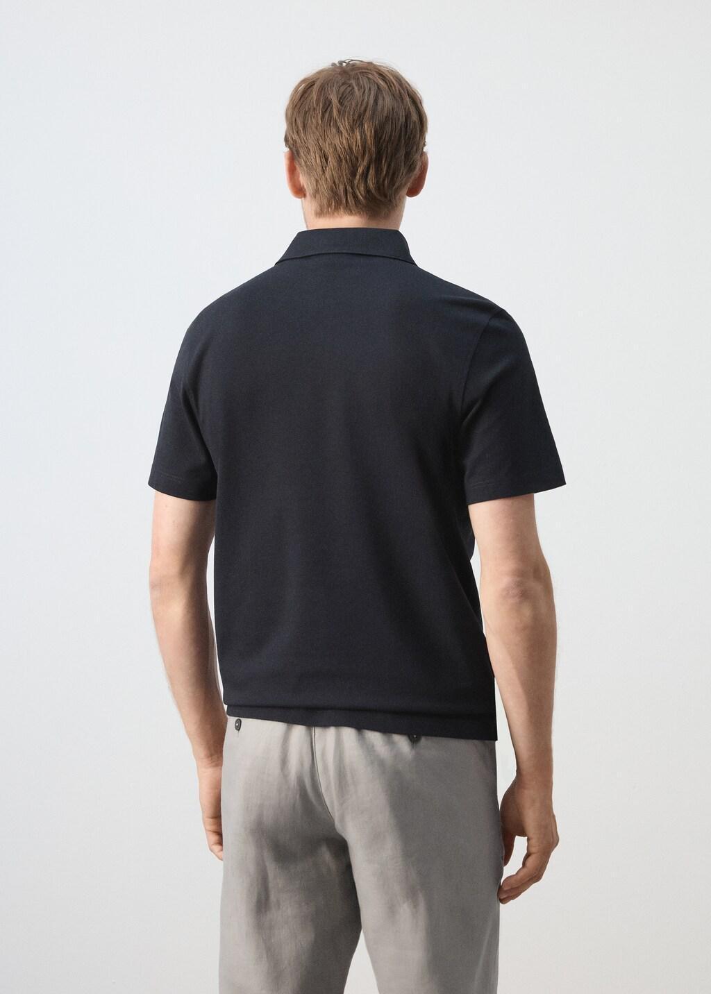 Slim-Fit Cotton-Pique Polo Shirt, Navy, large image number 2