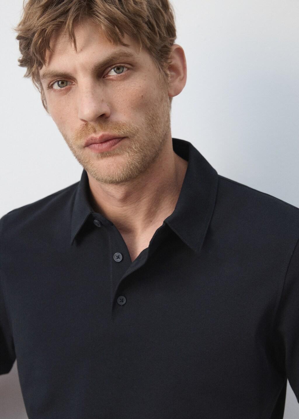 Slim-Fit Cotton-Pique Polo Shirt, Navy, large image number 4