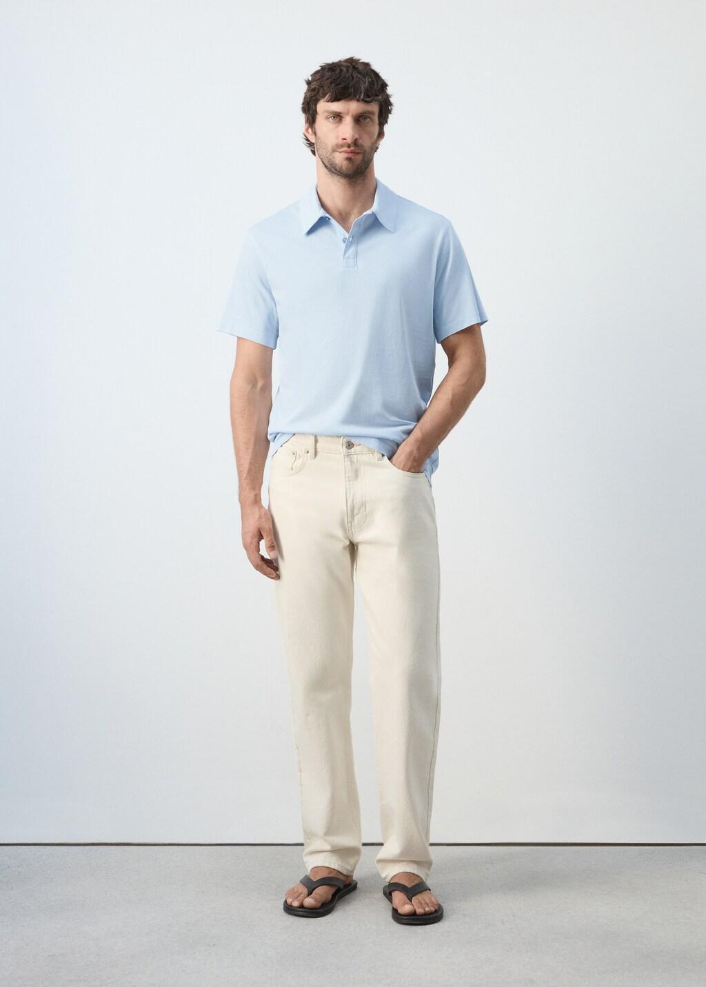 Blue Lt Pastel Plain 100% Cotton Polo, Light-Pastel Blue, large image number 0